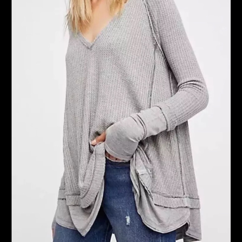 NWT Free People Gray Laguna Tunic thumb holes